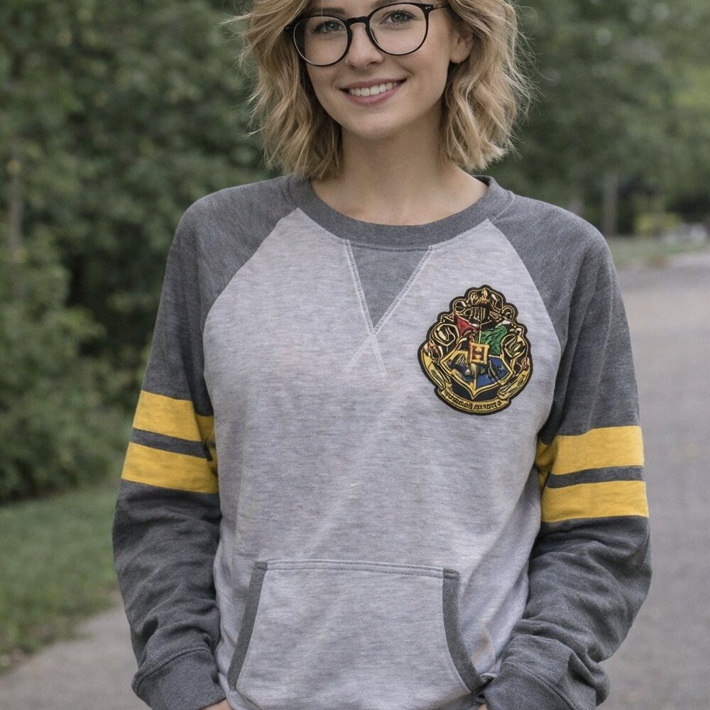 Harry Potter Women's Sweatshirt Size M Hogwarts Crest Raglan NWT Disney